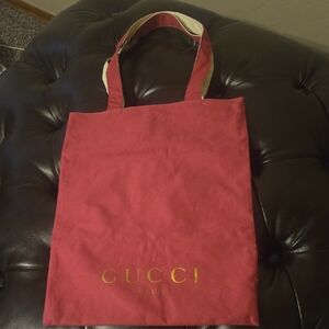 Gucci Beauty Red and Gold Tote